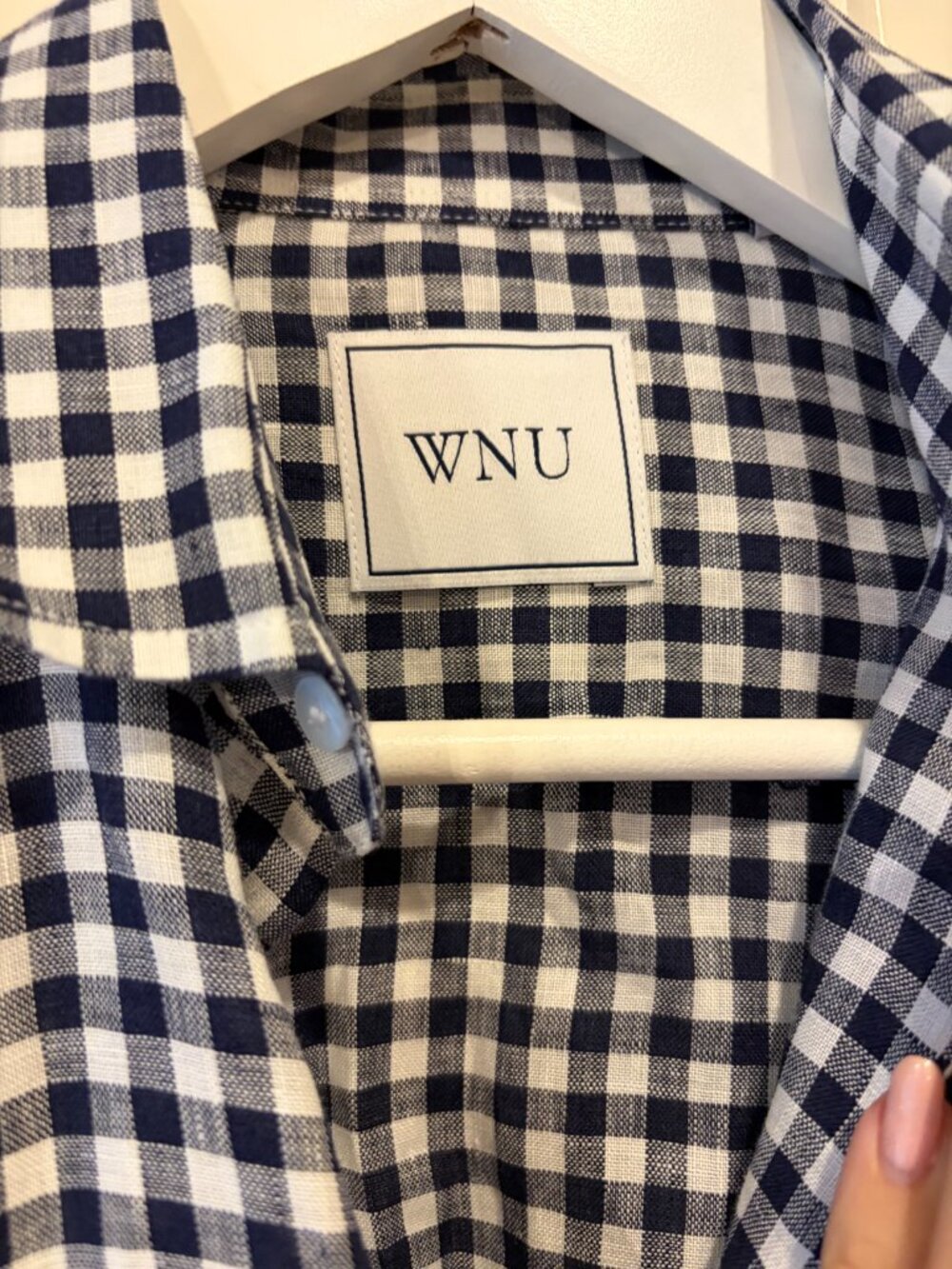 With Nothing Underneath (WNU) The Classic Navy Gingham Button Down Shirt - Picture 5 of 6